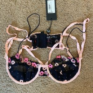 For Love and Lemons- Peony Embroidered Bra
